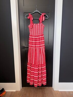 A Loves A brand. Red Tie-Shoulder Maxi Dress with pockets